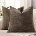 decorUhome Textured Chenille Throw Pillow Covers 26x26 Set of 2 Taupe by decorUhome