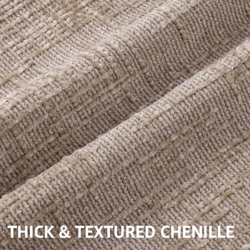 decorUhome Textured Chenille Throw Pillow Covers 26x26 Set of 2 Oatmeal - Image 2