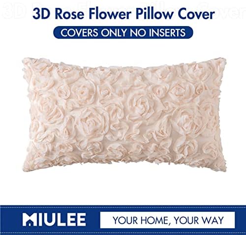 MIULEE Decorative Rose Flower Pillow Cover Pack of 1 Apricot Pink 12x20 - Image 6