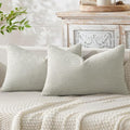 MIULEE Dercorative Lumbar Throw Pillow Covers 12x20 Inch Grey-White 2 Pack by MIULEE