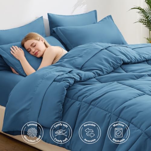 Love's cabin Plaid Twin XL Comforter Set, Misty Blue - Image 3
