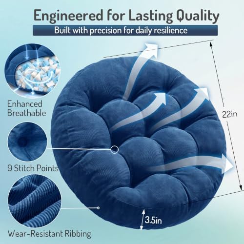 Round Meditation Cushion, Large Floor Pillow - Image 3