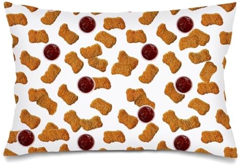 Chicken Nuggets Print Throw Pillow Cases Queen Size Set of 2, Chicken Nugget by Unknown