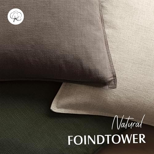 Foindtower Linen Solid Decorative Throw Pillow Covers 18x18 Light Coffee - Image 4