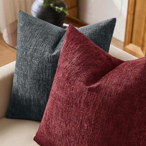 MIULEE Christmas Couch Pillow Covers Textured Chenille 12x20 Burgundy - Image 4