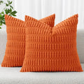 MIULEE Fall Corduroy Decorative Throw Pillow Covers 20x20 Orange Pack of 2 by MIULEE