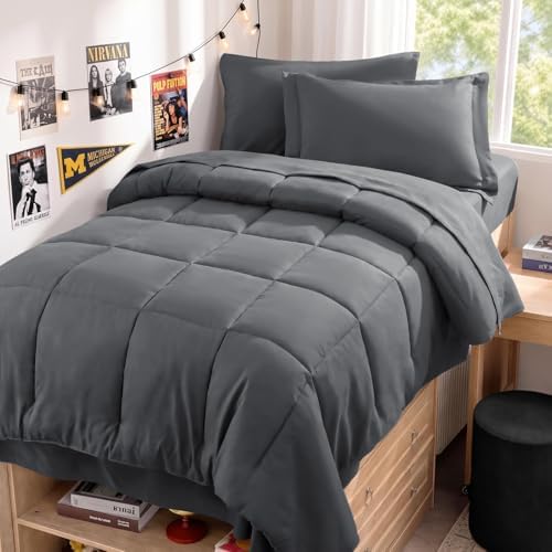 JOLLYVOGUE Twin Comforter Set, Ultra-Soft Bed in a Bag Twin Size 5 Pieces by JOLLYVOGUE