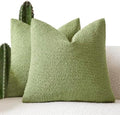 Foindtower Decorative Textured Boucle Throw Pillow Covers 22x22 Leaf Green by Foindtower