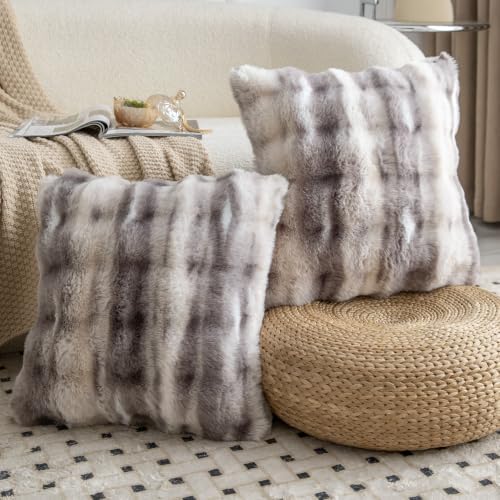MADIZZ Pack of 2 Thick Plush Faux Wool Throw Pillow Covers Soft Boho Throw - Image 2