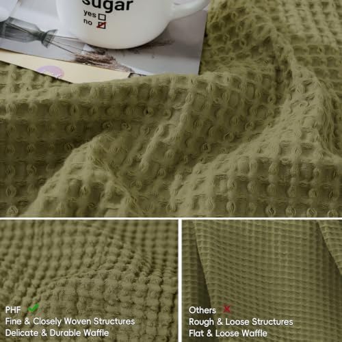 PHF Cotton Waffle Throw Pillow Covers 24" x 24", Dark Oil, No Insert - Image 4