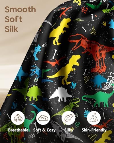Miss Adola Kids Silk Body Pillow Cover 20x54 Inch, Dinosaur Bones - Image 3