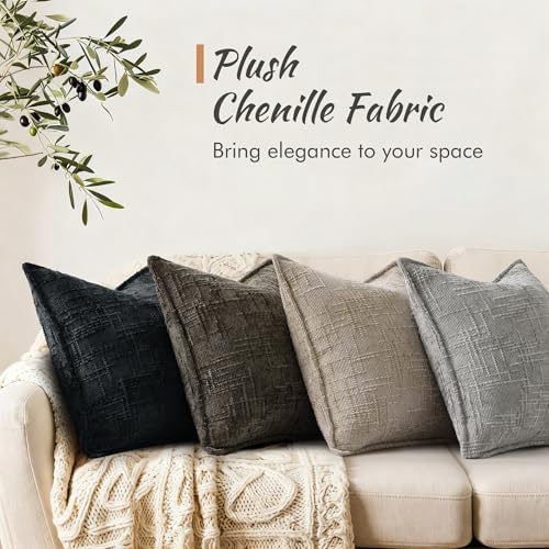 decorUhome Chenille Decorative Throw Pillow Covers 26x26 Set of 2 - Image 4