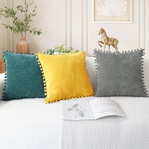 CaliTime Decorative Couch Throw Pillow Covers 22 X 22 Inches Teal - Image 5