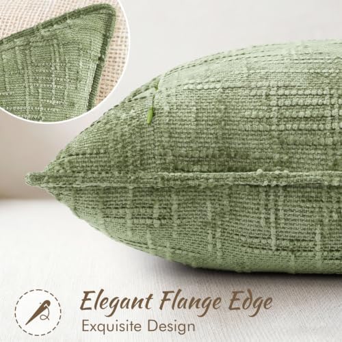 decorUhome Chenille Throw Pillow Covers 22x22 Set of 2, Sage Green - Image 3