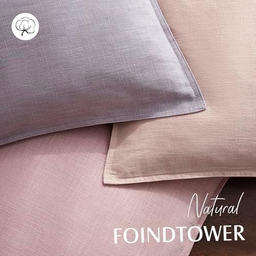 Foindtower Linen Solid Decorative Throw Pillow Covers 24x24 Light Purple - Image 4