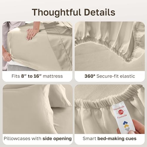 California Design Den Luxury 600 Thread Count Cotton Queen Sheet Set - Image 4