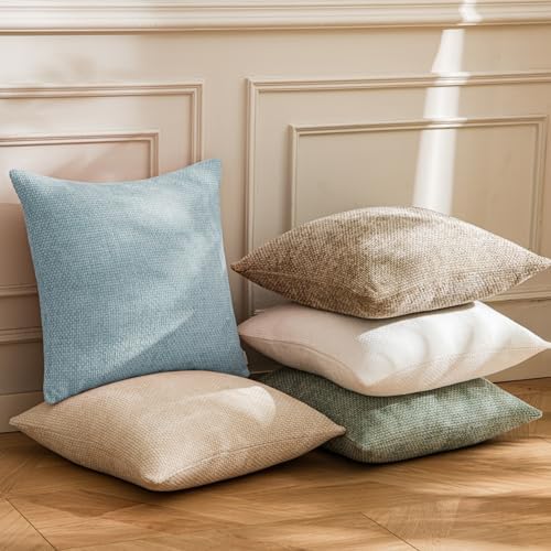 a moment Baby Blue Chenille Throw Pillow Covers 20x20 Inch Pack of 2 Modern - Image 3