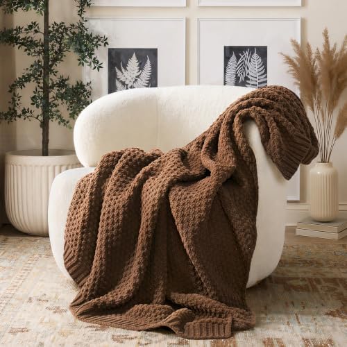 EVERGRACEHOME Chunky Chenille Knit Throw Blanket, 60 x 80, Burnt Orange by EVERGRACE