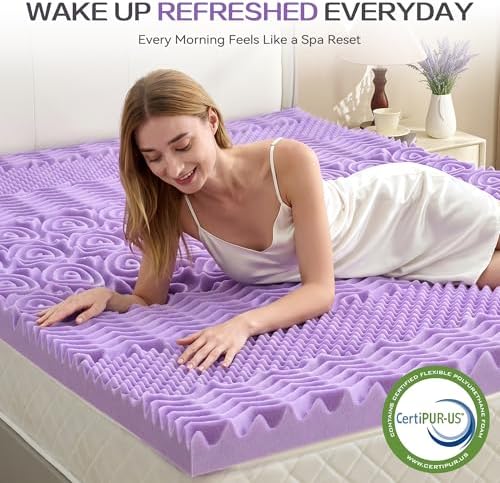 SINWEEK 1.5 Inch 7-Zone Memory Foam Mattress Topper King Size, Soft Mattress Pad - Image 4