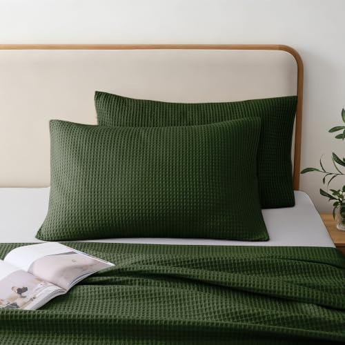 100% Cotton Waffle Pillow Shams King Size Set of 2 - Image 2