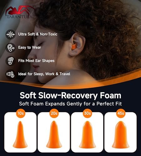 Tarantula 10 Pairs 33 NRR Soft Foam Ear Plugs, Noise Cancelling - Image 6