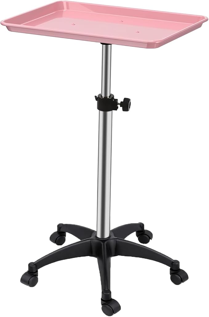 Salon Rolling Tray, Height Adjustable Tattoo Tray Rolling Cart, Storage Utility by Roixeeds