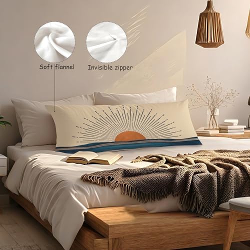 Retro Boho Sun Sunshine 21x54 Body Pillow Cover Case, Abstract Mid Century - Image 3