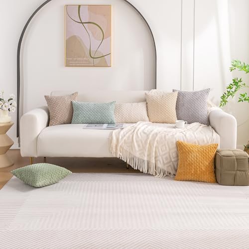 Set of 4 Beige Brown Coffee Decorative Throw Pillow Covers 26x26 Inch Corduroy - Image 2