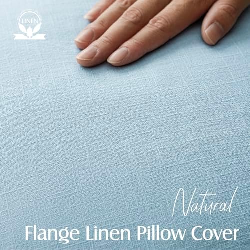 Foindtower Linen Solid Decorative Throw Pillow Covers 24x24 Inch Light Blue - Image 2