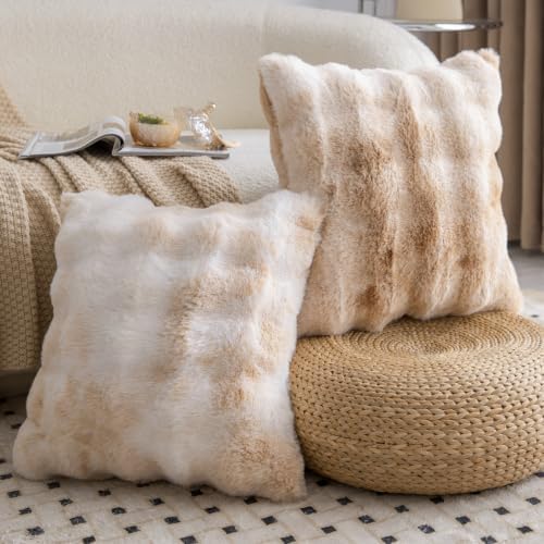 MADIZZ Pack of 2 Thick Plush Faux Wool Throw Pillow Covers Soft Boho Throw - Image 2