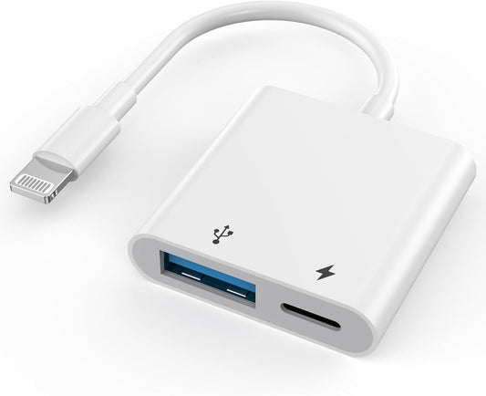 [Apple MFi Certified] Lightning to USB OTG Adapter for iPhone 14, USB3.0 Camera Adapter with Fast Charging Port for iPhone14/13/12/11/XS/X/8/7/6/SE/iPad/Card Reader/USB Flash Drive/Keyboard/Mouse
