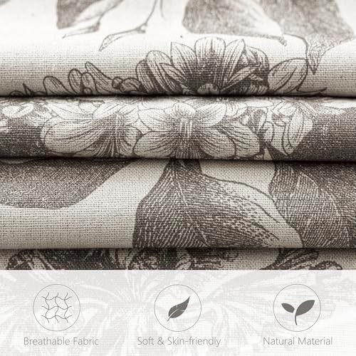 Foindtower Set of 2 Linen Floral Vintage Throw Pillow Covers Neutral Accent - Image 2