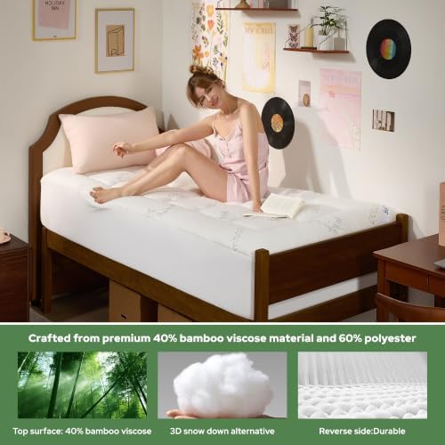 BEDLORE Twin XL Mattress Topper, Pillow Top Mattress Pad - Image 3