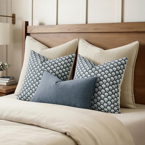 MIULEE Floral Print Decorative Pillow Covers 20x20, Dusty Blue - Image 5