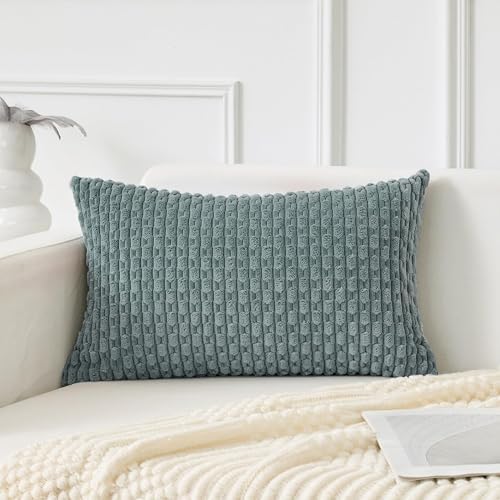 Kevin Textile Soft Corduroy 14"x22" Lumbar Pillow Cover 1 Pack, Teal Green by KevinTextile