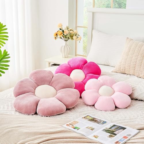 Kcvvcr Hot Pink Flower Pillow, 17.7" Cute Flower Shaped Floor Pillow, Aesthetic - Image 4
