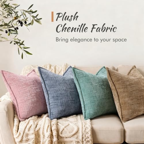 decorUhome Chenille Decorative Throw Pillow Covers 26x26 Set of 2 - Image 4
