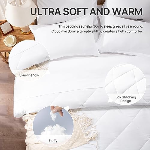 Love's cabin Queen Comforter Set White, 7 Pieces Queen Bed in a Bag, All Season - Image 5