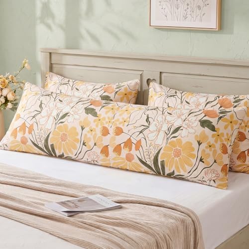 Bedorm 20 x 54 Body Pillow Cover Cotton Body Pillow Case Leaf Botanical Print - Image 7