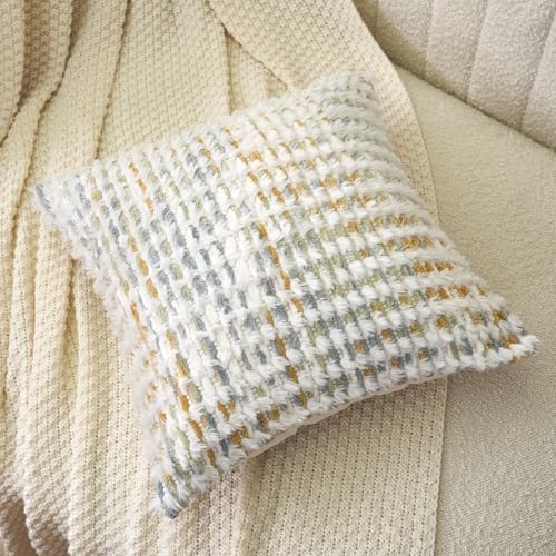 Aeckself Boho Chenille Tufted Pillow Cover 20 x 20 Inch, Decorative Square - Image 3