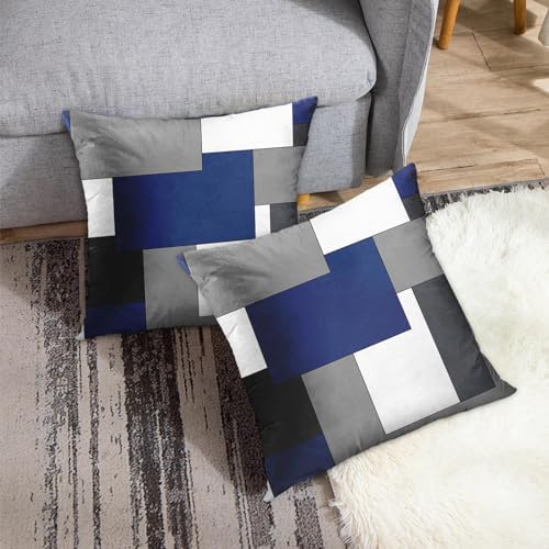 Emvency Throw Pillow Covers Set of 2, 16 x 16 Inch, Dark Blue Geometric - Image 4