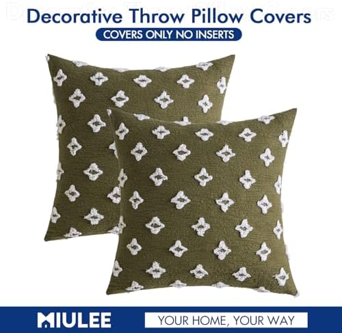 MIULEE Set of 2 Decorative Throw Pillow Covers Rhombic Jacquard Pillowcase Soft - Image 6
