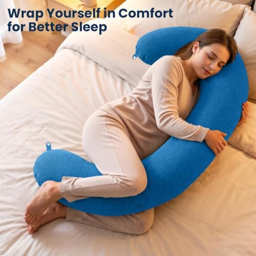TranquilRelax C Shaped Body Pillow, Light Blue - Image 7