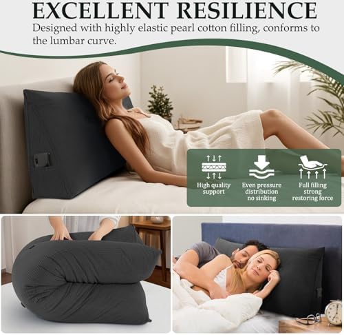 Headboard Pillow Twin, Wall Backrest Wedge Pillow Headboard, Dark Grey - Image 4