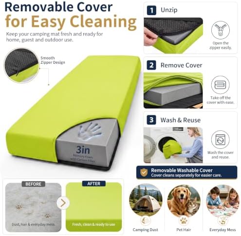 CYMULA Memory Foam Camping Mattress Pad, Sleeping Pad - Image 7
