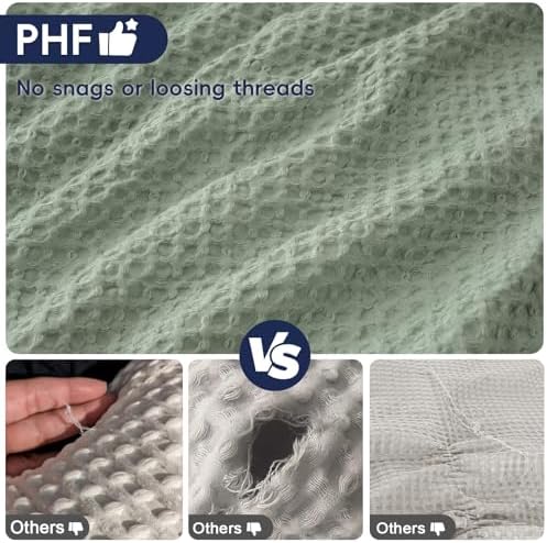 PHF Ultra Soft Waffle Body Pillowcase, Sage Green, Breathable, Skin-Friendly - Image 4