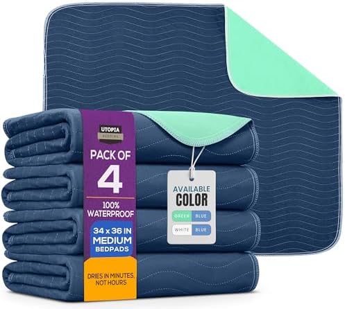 4 Pack Washable Pee Pads for Dogs 34" x 36", Waterproof Dog Training Pads by UTOPIABEDDING