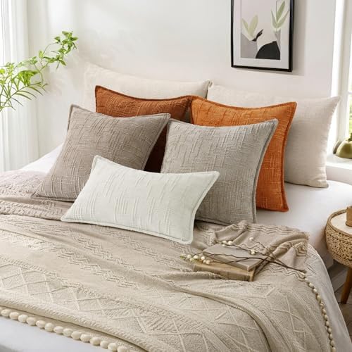 decorUhome Chenille Fall Throw Pillow Covers 20x20 Set of 2, Burnt Orange - Image 6