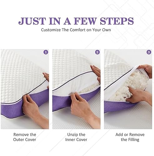 HOMELAB Cooling Adjustable Shredded Memory Foam Pillow, King 20x34, 1 Pack - Image 4