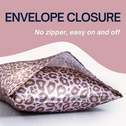Pink Leopard Printed Pillow Case, King Cheetah Satin Pillowcase 2 Pack - Image 3